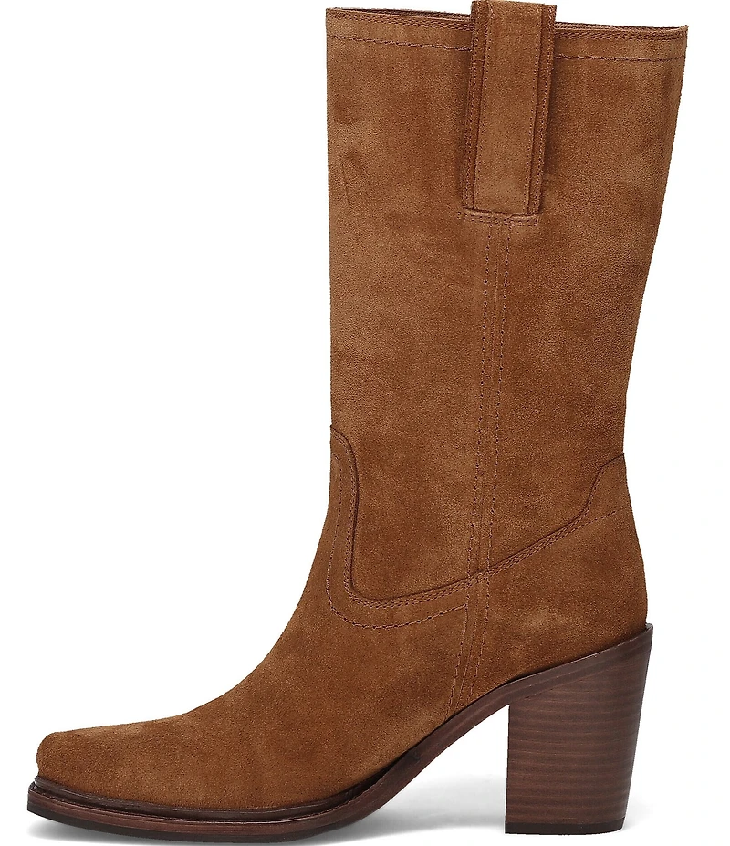 Frye Sedona Mid Calf Suede D-Ring Block Heel Boots