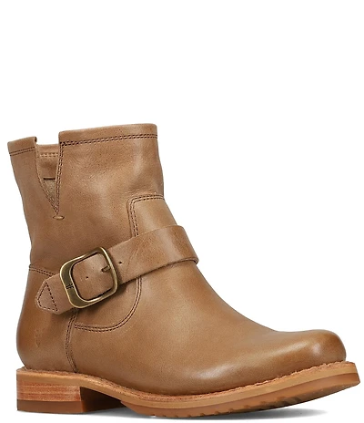Frye Veronica Flex Leather Buckle Hardware Booties