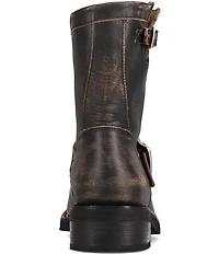 Frye Viv Leather Buckle Hardware Short Engineer Booties