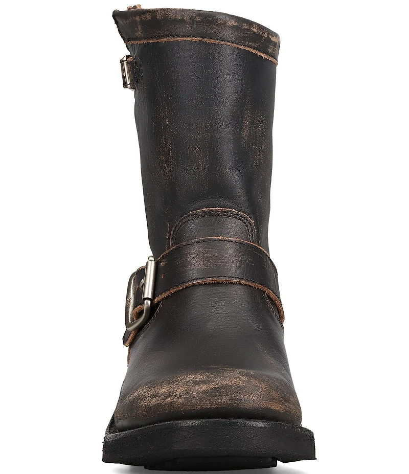Frye Viv Leather Buckle Hardware Short Engineer Booties