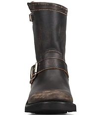 Frye Viv Leather Buckle Hardware Short Engineer Booties