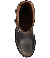 Frye Viv Leather Buckle Hardware Short Engineer Booties