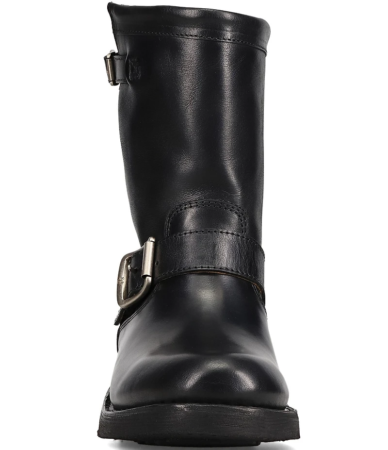 Frye Viv Leather Buckle Hardware Short Engineer Booties