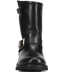 Frye Viv Leather Buckle Hardware Short Engineer Booties