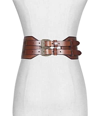 Frye 3.34#double; Western Waist Double Buckle Wide Leather Belt