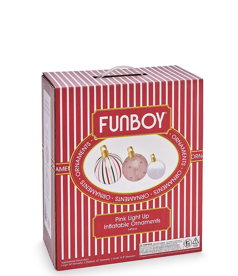Funboy LED Pink Inflatable Holiday Ornaments, Set of 3