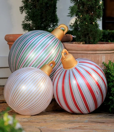 Funboy LED Vintage Stripe Inflatable Holiday Ornaments, Set of 3