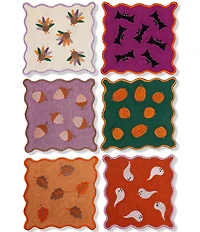 Furbish Fall Embroidered Cocktail Napkin, Set of 6
