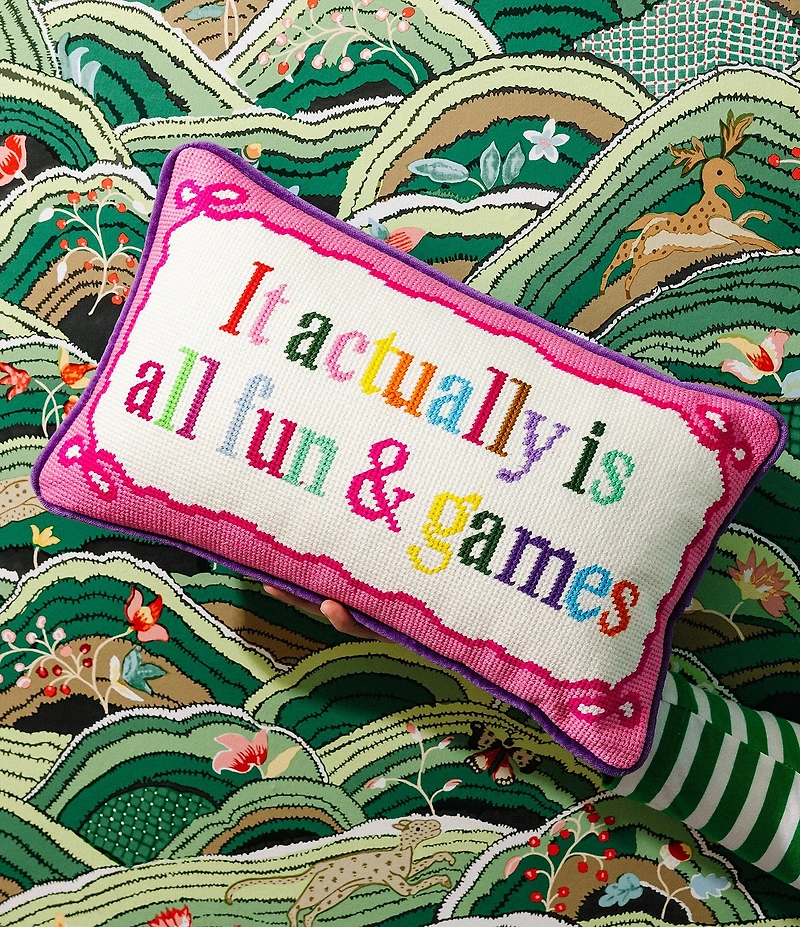 Furbish Fun & Games Needlepoint Pillow