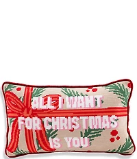 Furbish Holiday Collection All I Want Needlepoint Pillow