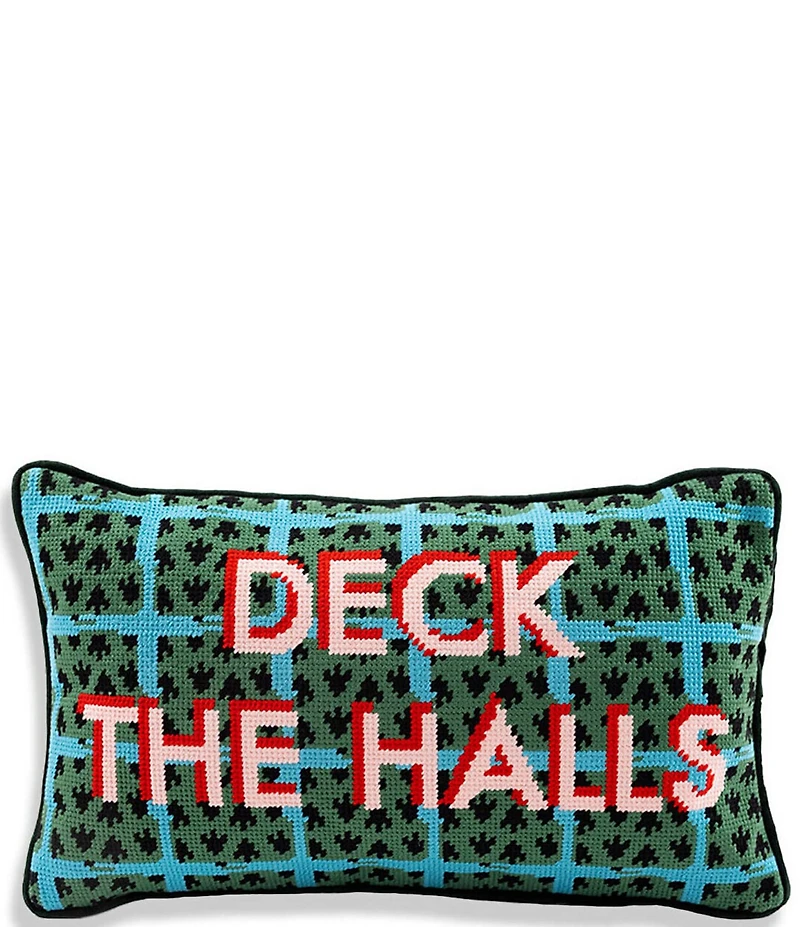 Furbish Holiday Collection Deck The Halls Needlepoint Pillow