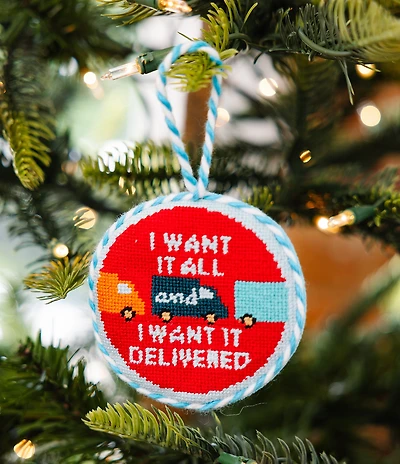 Furbish Holiday Collection I Want It Delivered Needlepoint Ornament