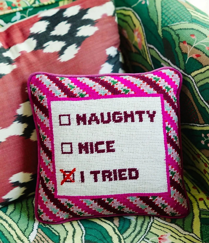 Furbish I Tried Needlepoint Pillow