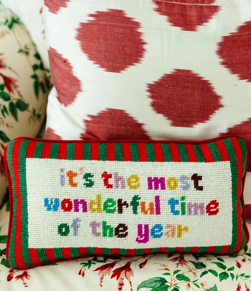 Furbish Most Wonderful Time Needlepoint Pillow