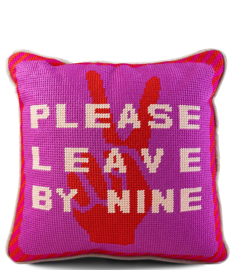 Furbish Please Leave by Nine Needlepoint Pillow