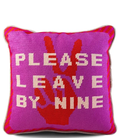 Furbish Please Leave by Nine Needlepoint Pillow
