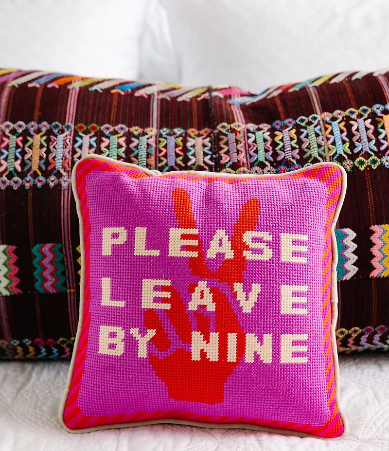 Furbish Please Leave by Nine Needlepoint Pillow