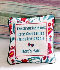 Furbish The Grinch Needlepoint Pillow
