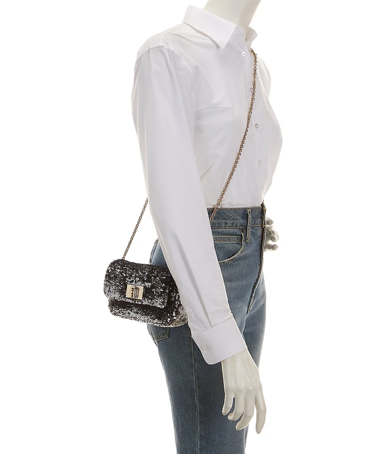 Furla 1927 Mini Sequin Chain Strap Crossbody Bag