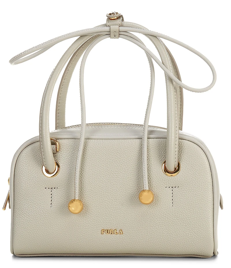 Furla Poppy Mini Dome Double Handle Ribbon Charm Shoulder Bag