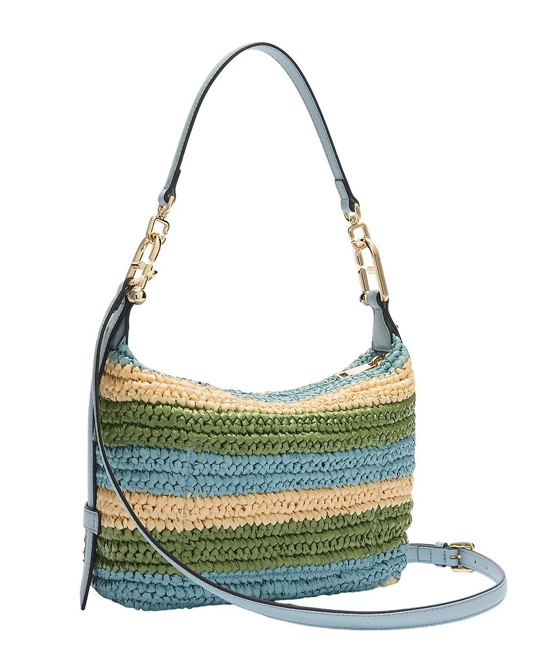 Furla Tonie Crochet Raffia Mini Hobo Bag