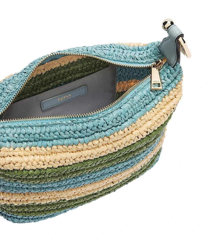 Furla Tonie Crochet Raffia Mini Hobo Bag