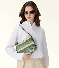 Furla Tonie Crochet Raffia Mini Hobo Bag