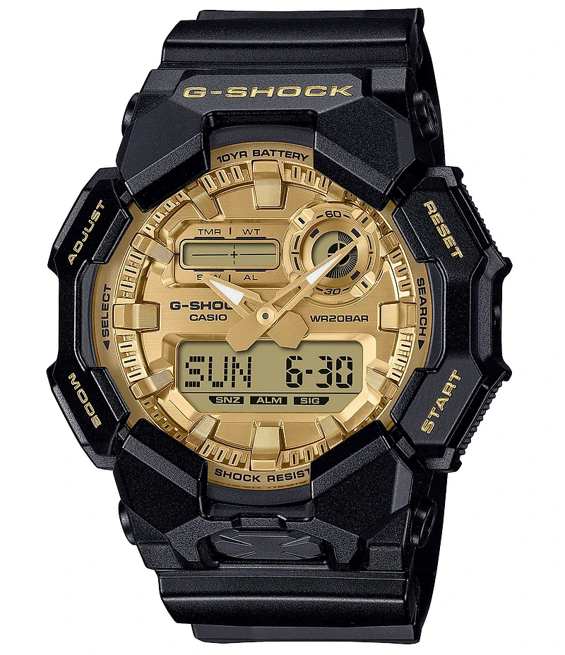 G-Shock Men's Ana-Digi Black Resin Gold Dial Strap Watch