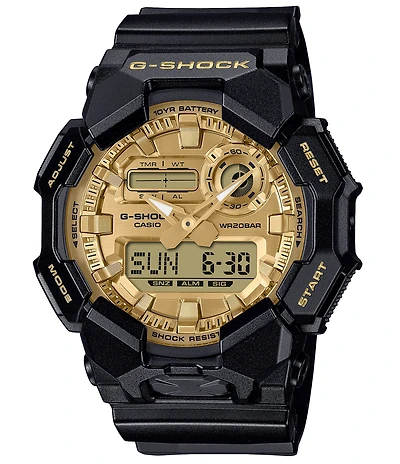 G-Shock Men's Ana-Digi Black Resin Gold Dial Strap Watch