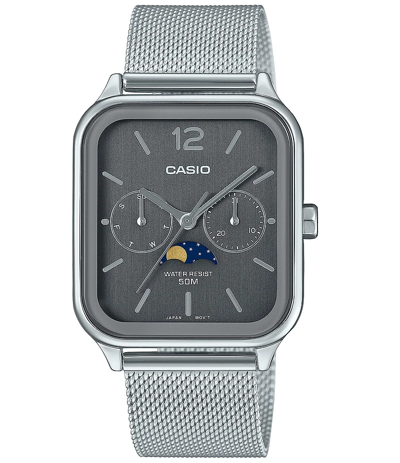 G-Shock Men's Casio Analog Moonphase Stainless Steel Mesh Bracelet Watch