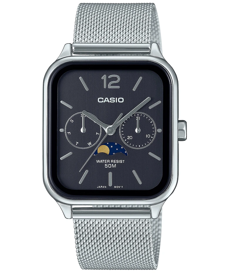 G-Shock Men's Casio Analog Moonphase Stainless Steel Mesh Bracelet Watch