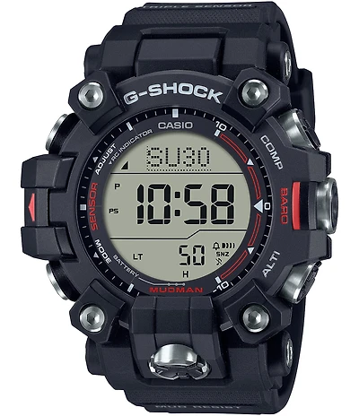 G-Shock Men's Digital Black Resin Strap and Red Detailed Watch