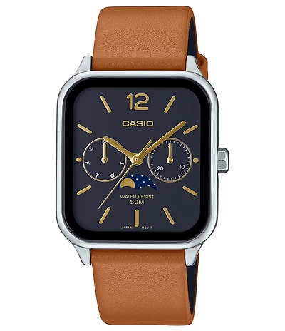 G-Shock Men's Vintage Moon Phase Analog Leather Strap Watch