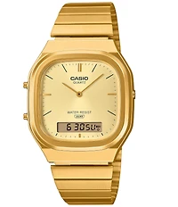 G-Shock Unisex Casio Ana-Digi Gold Tone Stainless Steel Bracelet Watch