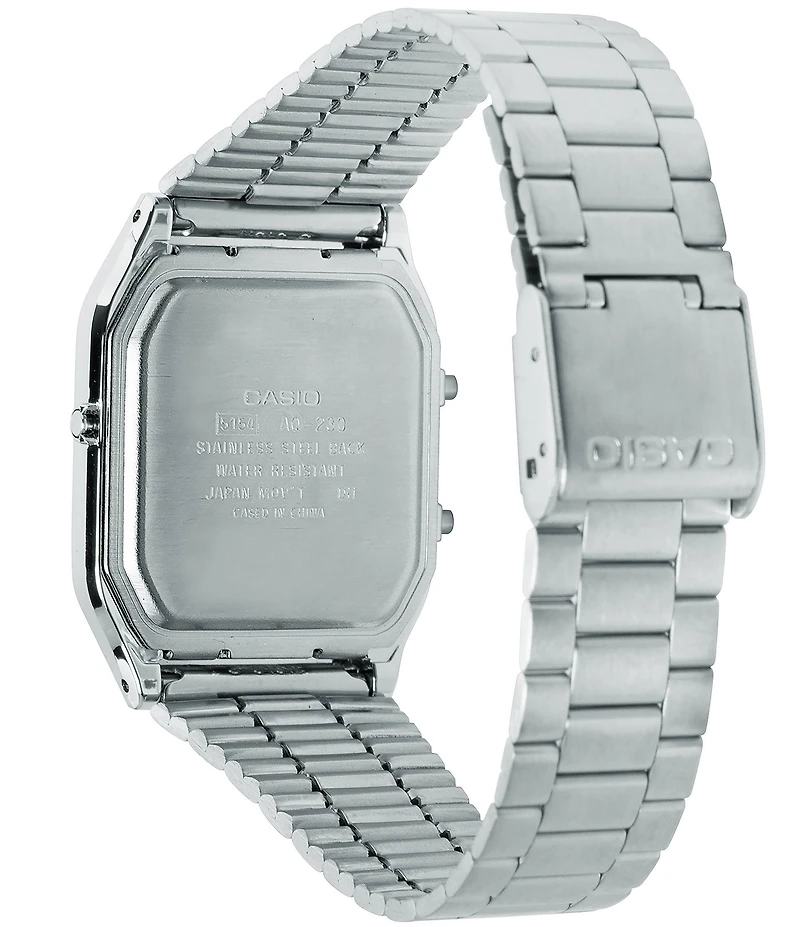 G-Shock Unisex Casio Ana-Digi Solid Stainless Steel Green Dial Bracelet Watch