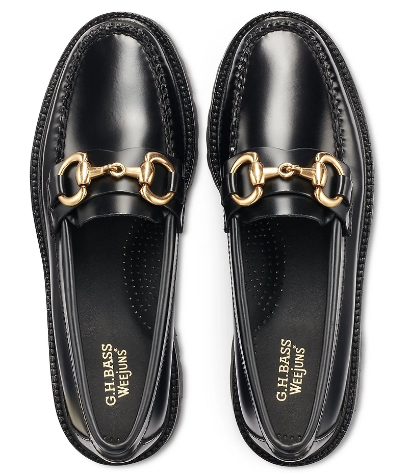 G.H. Bass Women's Lianna Leather Super Bit Buckle Platform Loafers