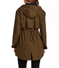 Gallery Ladies Adjustable Hood Internal Drawcord Snap Front Rain Jacket