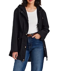 Gallery Ladies Adjustable Hood Internal Drawcord Snap Front Rain Jacket