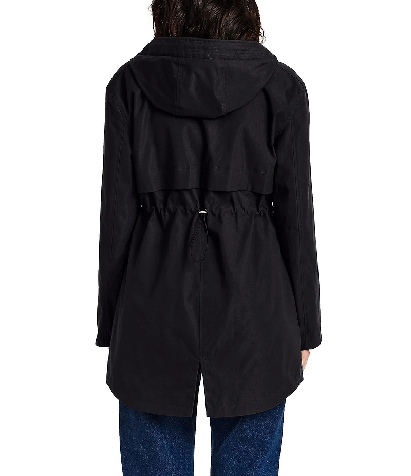 Gallery Ladies Adjustable Hood Internal Drawcord Snap Front Rain Jacket