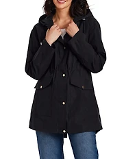 Gallery Ladies Adjustable Hood Internal Drawcord Snap Front Rain Jacket