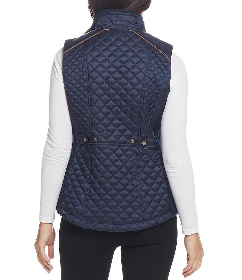 Gallery Quilted Zip Side Pocket Stand Collar Vest