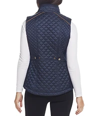 Gallery Quilted Zip Side Pocket Stand Collar Vest