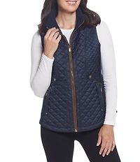 Gallery Quilted Zip Side Pocket Stand Collar Vest