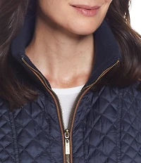 Gallery Quilted Zip Side Pocket Stand Collar Vest