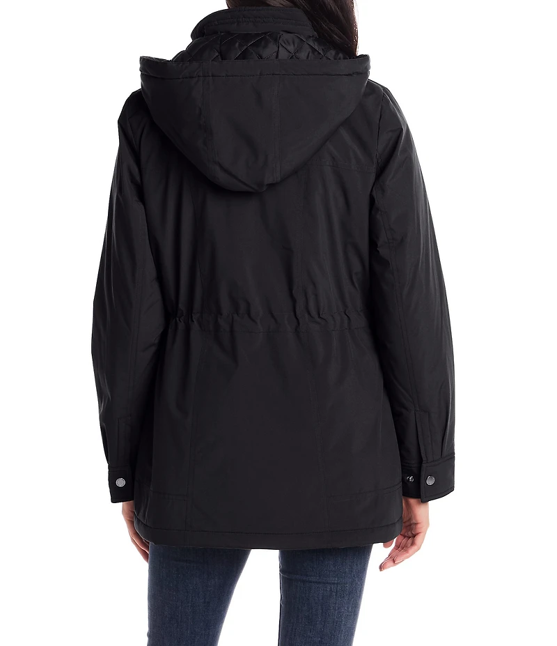 Gallery Removable Hood Stand Collar Scarf Polyfill Snap Front Anorak Jacket