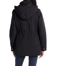 Gallery Removable Hood Stand Collar Scarf Polyfill Snap Front Anorak Jacket
