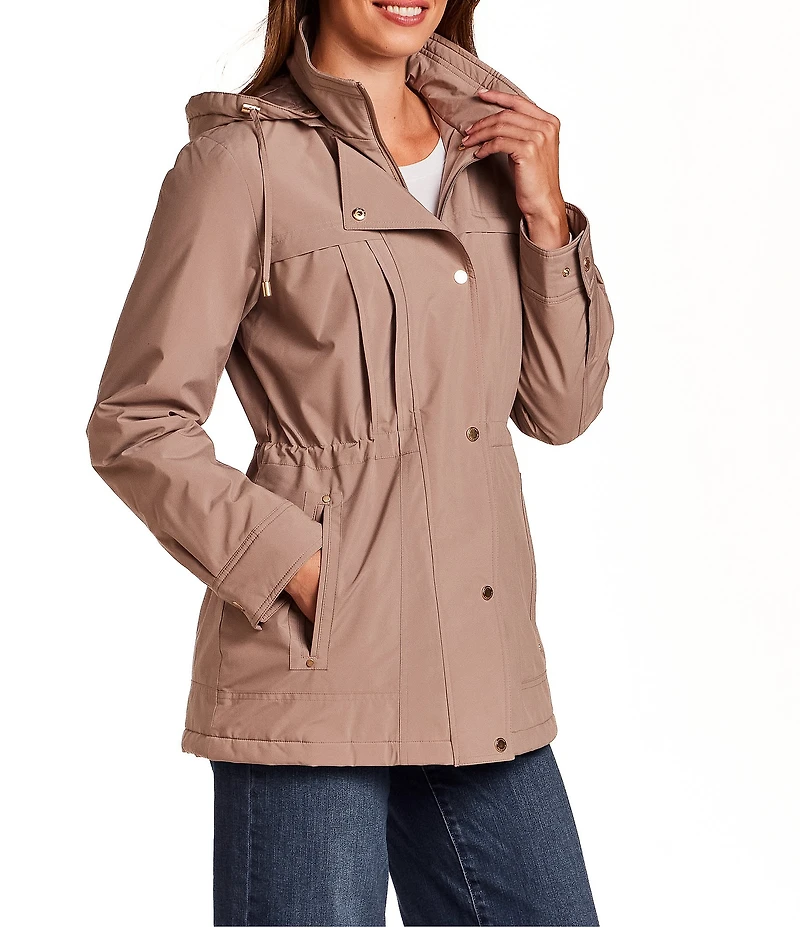 Gallery Removable Hood Stand Collar Scarf Polyfill Snap Front Anorak Jacket