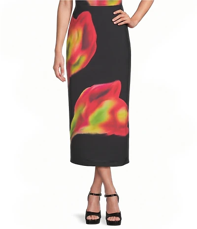 GB Abstract Floral Print Coordinating Midi Skirt