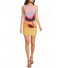 GB Abstract Floral Print Mini Dress