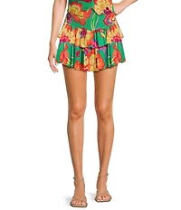 GB Active Floral Printed Tiered Mini Skirt